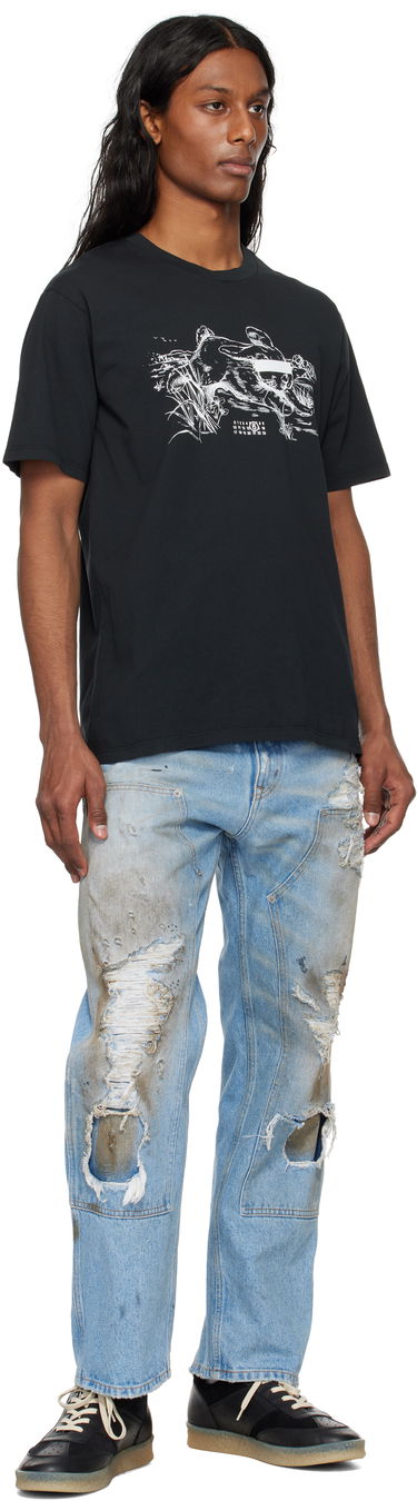 T-shirt Maison Margiela MM6 Maison Margiela 'Suis le lapin blanc' T-Shirt Svart | SH2GC0024 M20108, 3