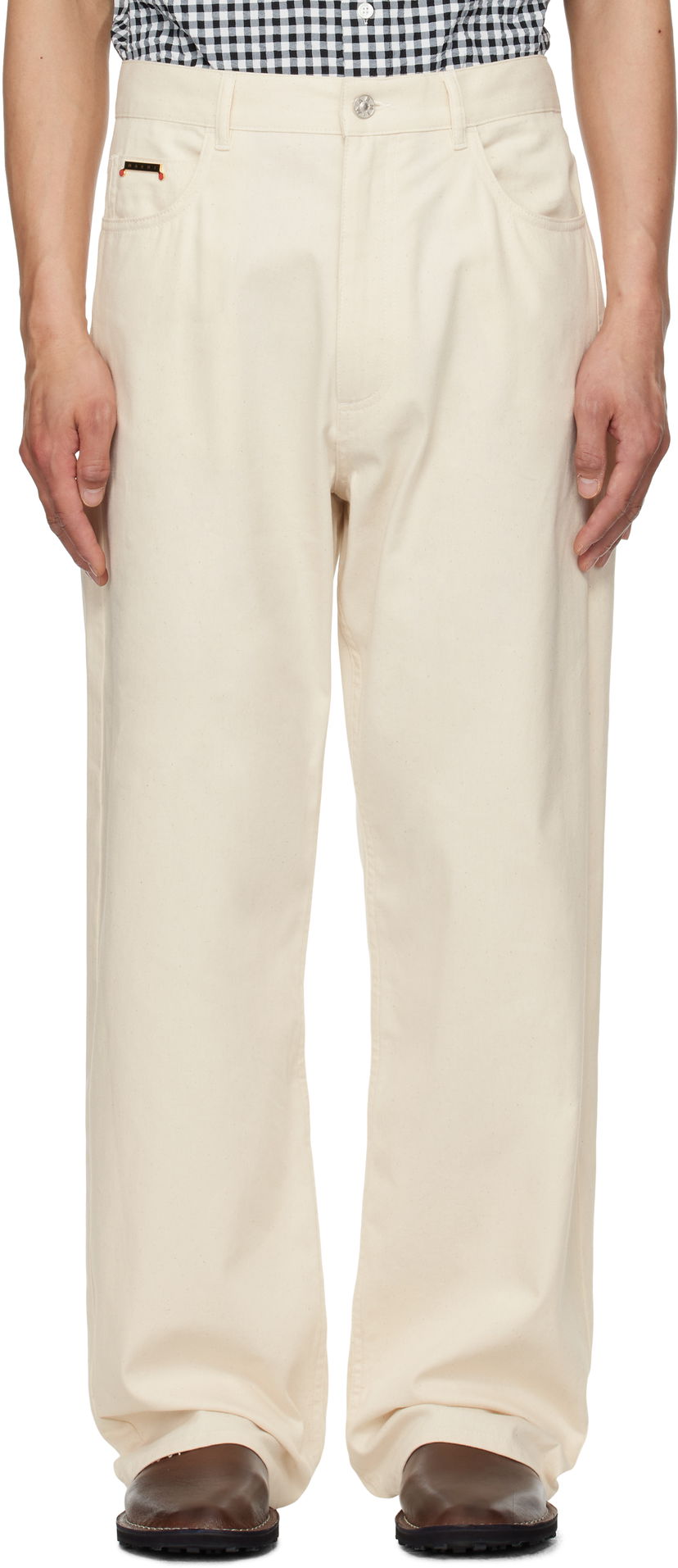Byxor Marni Marni Wide-Leg Denim Jeans Beige | PUJU0021A0 UTC476