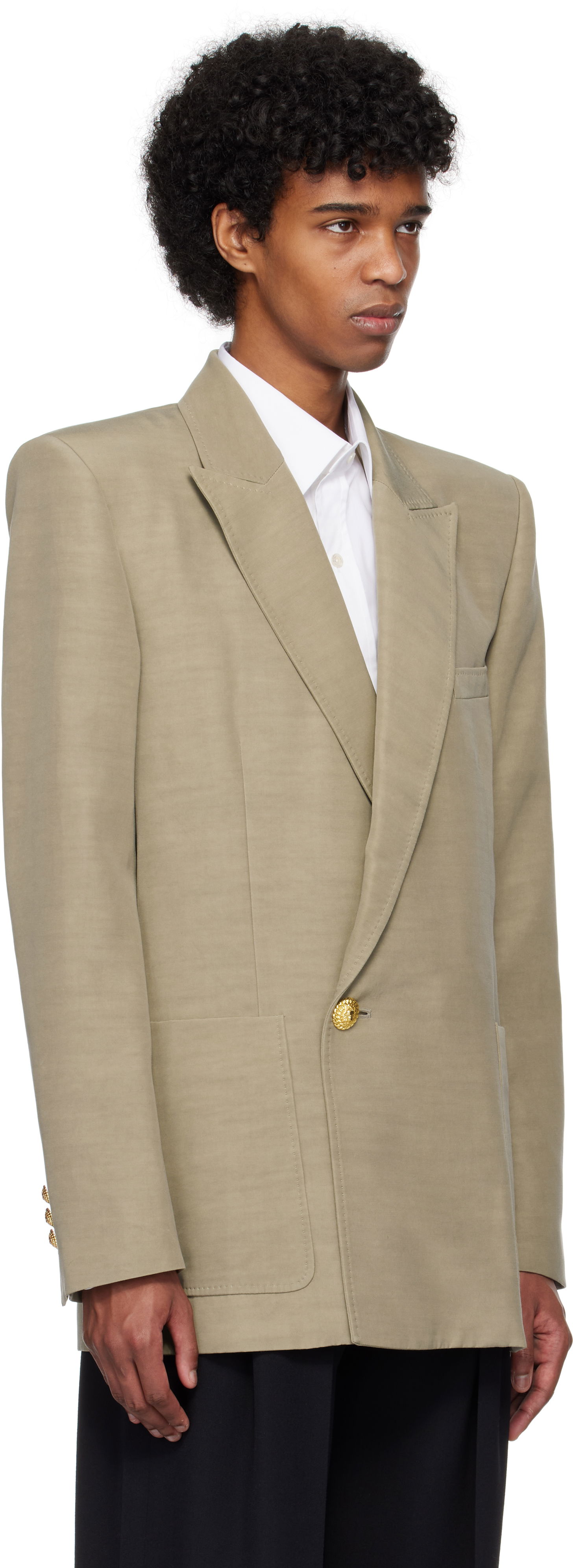 Jacka Balmain Balmain 1-Button Tailored Blazer Beige | EH1SG201VH50, 1