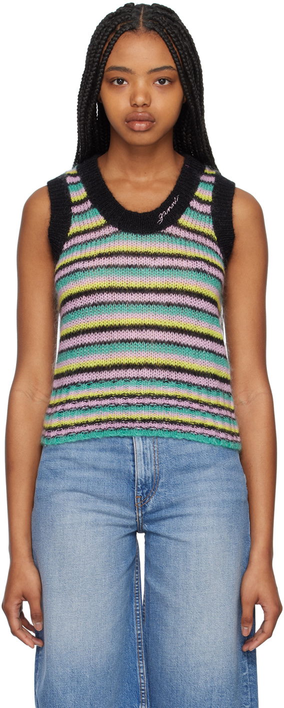 Linne GANNI GANNI Striped Knit Tank Top Flerfärgad | K1863