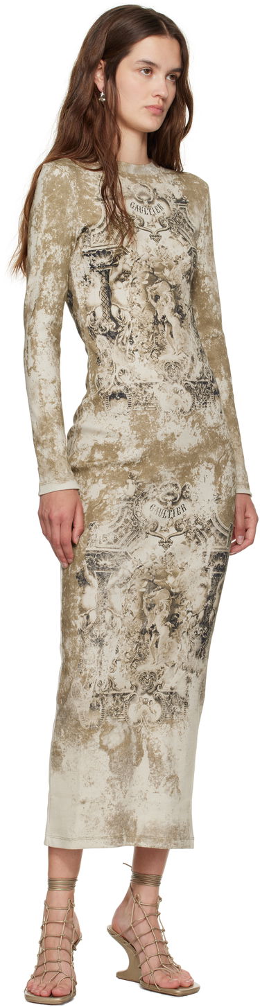 Klä Jean Paul Gaultier Jean Paul Gaultier 'The Médaillon' Cotton Maxi Dress Beige | 25/03-W-DR018-J013P-6965, 3