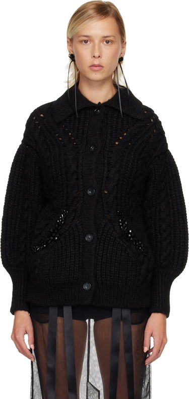 Sweater Simone Rocha Simone Rocha Sculpted Chunky Knit Cardigan Svart | MZMK1B 0665, 0