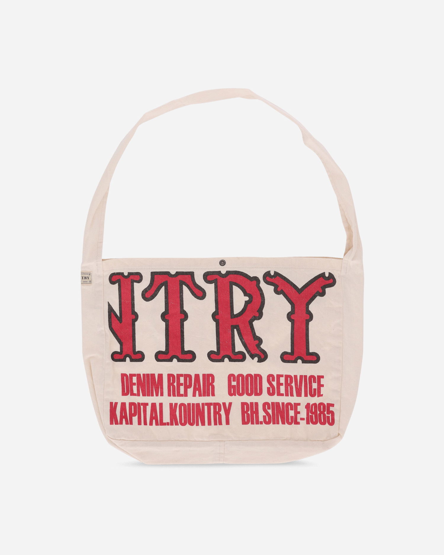 Tygpåse KAPITAL Cotton Twill Kountry Factory Book Bag Beige | EK-1230XB ECRU, 1