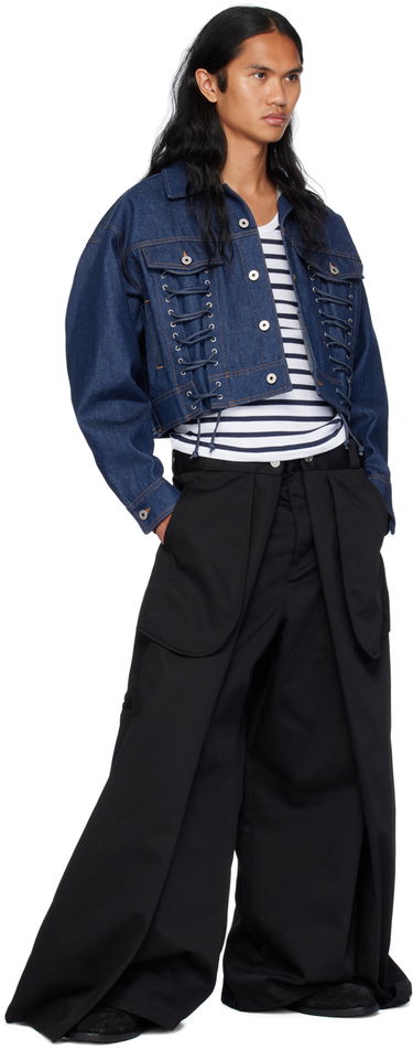 Jacka Jean Paul Gaultier Jean Paul Gaultier Lace-Up Cropped Denim Jacket Blå | 24/30-F-VE067-D015-55, 3