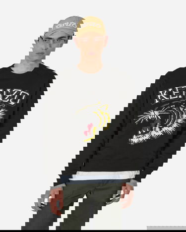 Sweater KENZO Tiger Varsity Jungle Crewneck Svart | FD65SW0494MF 99J, 0