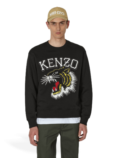 Sweater KENZO Tiger Varsity Jungle Crewneck Svart | FD65SW0494MF 99J