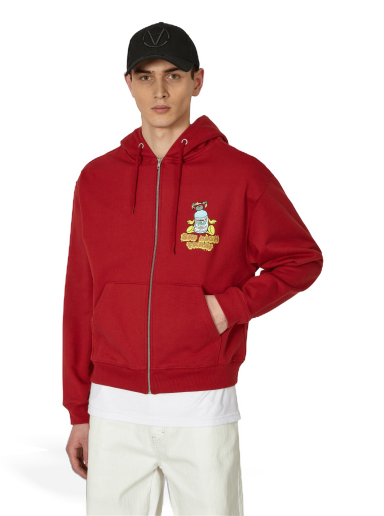 Sweatshirt Sky High Farm Flatbush Printed Zipped Hooded Sweatshirt Röd | SHF03T022 1