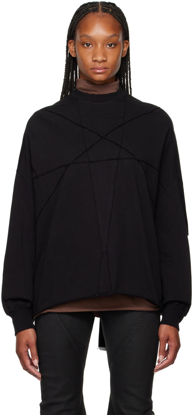 Sweatshirt Rick Owens DRKSHDW Black Lido Crater Sweatshirt Svart | DS02D2235 RIGET1