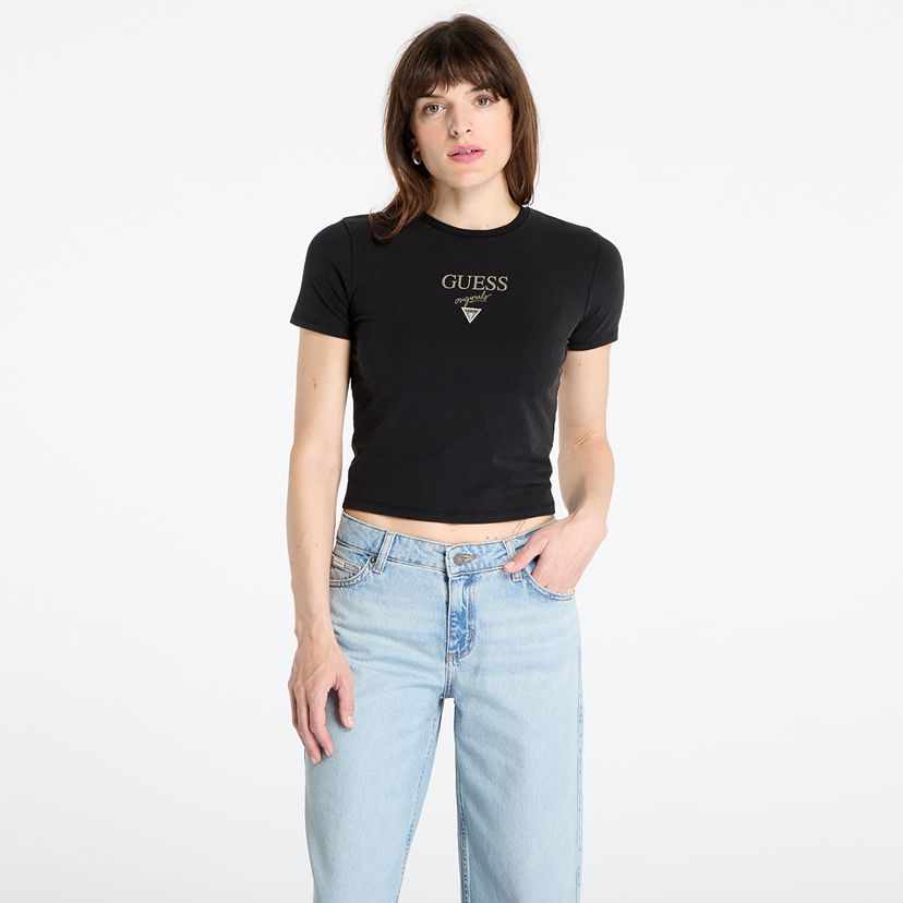 Crop top GUESS GUESS Originals Go Vintage Baker Cropped T-Shirt Svart | W5GI56J1314-JTMU