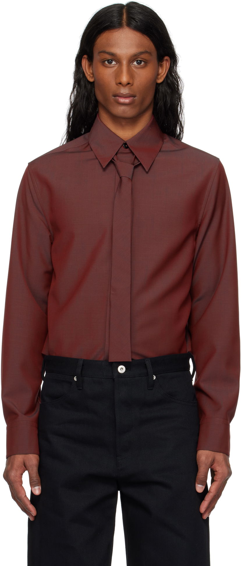 Skjorta Jil Sander Jil Sander Tie Shirt Röd | J21DL0202_J40220