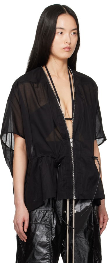 Skjorta Rick Owens Rick Owens Hollywood Sail Sheer Zip Jacket Svart | RP01E7733 CV, 1
