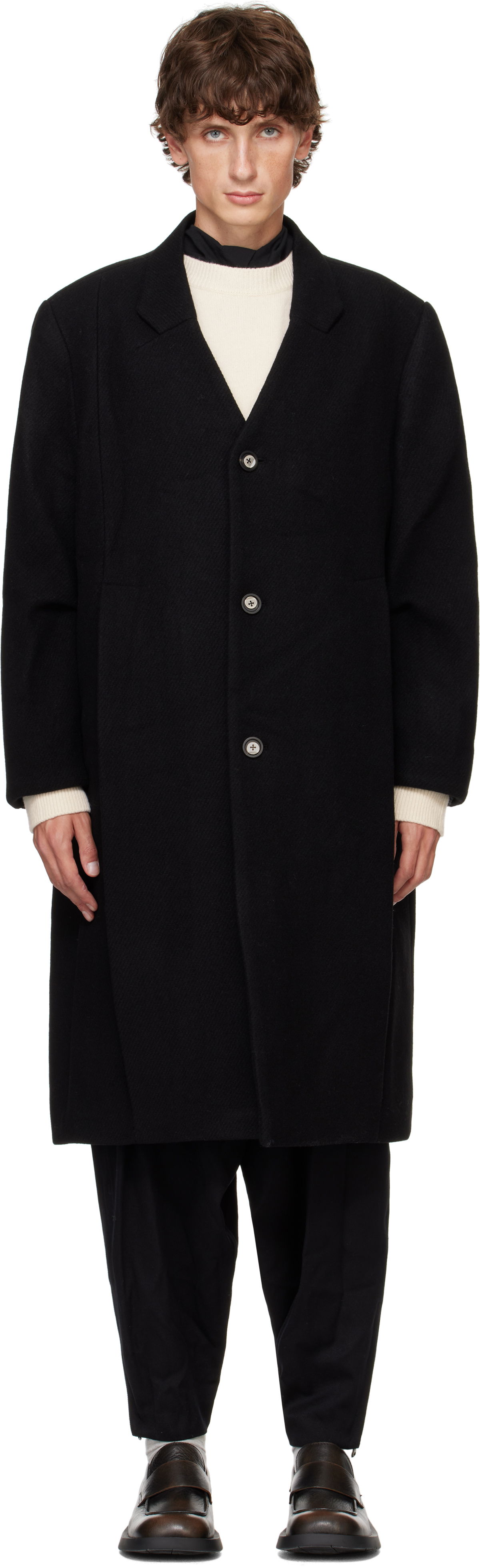 Rockar ADER ERROR Pleated Long Coat Svart | BN01FWCT0101BK, 0