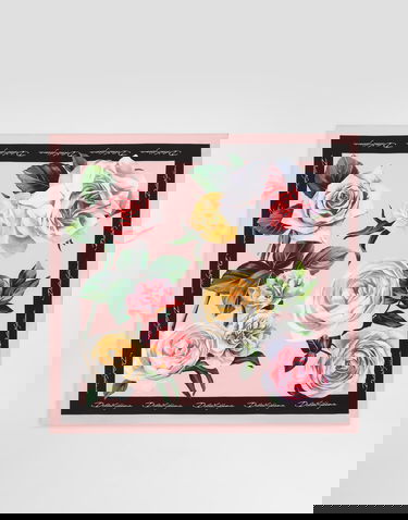 Halsduk Dolce & Gabbana Dolce & Gabbana Rose and Peony Print Silk Twill Square Scarf (70x70) Rosa | FN092RGDCUIHF5IY, 2