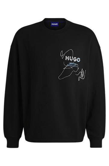 Sweater BOSS HUGO Sweatshirt With Seasonal Artwork Svart | 50534210