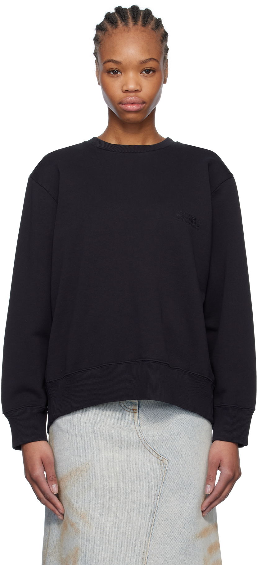 Sweater Maison Margiela MM6 Maison Margiela Spliced Logo Sweatshirt Svart | S52GU0240 M25012