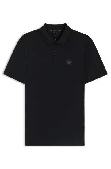 Polotröja BOSS BOSS Pima Cotton Polo Shirt with Double B Monogram Svart | 50543891