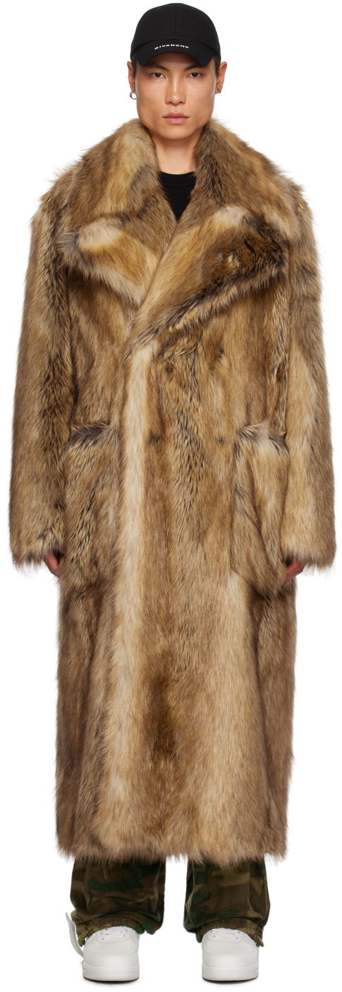 Jacka Givenchy Double-Breasted Faux-Fur Coat Beige | BM013Q310R, 0