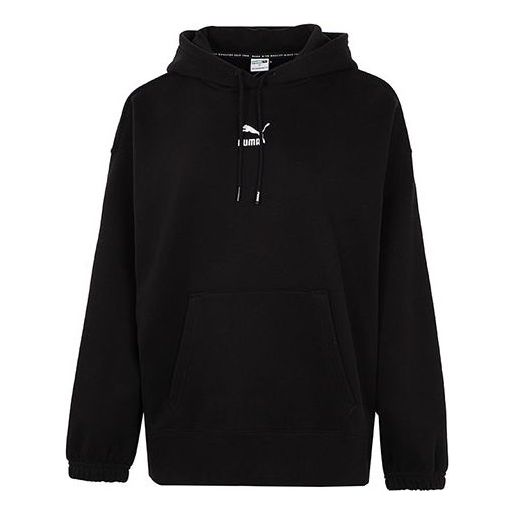 Sweatshirt Puma Classics Oversized Logo Embroidery Hoodie Svart | 535320-01, 0