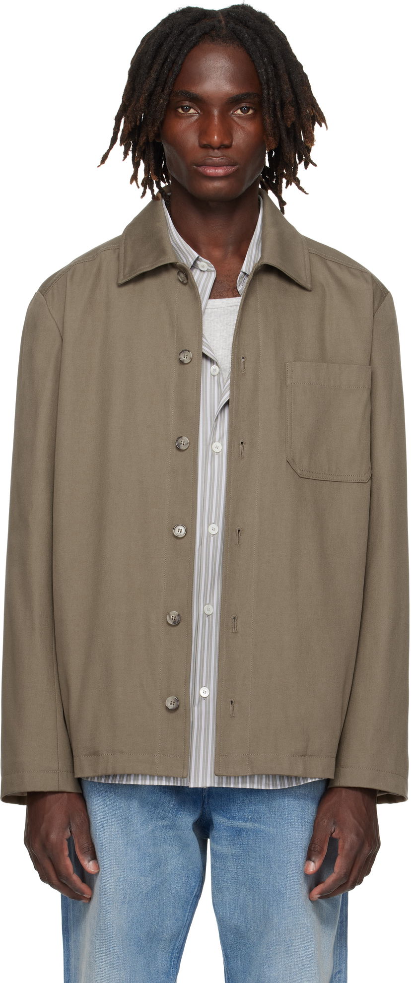 Jacka A.P.C. A.P.C. Jeffray Button-Up Jacket Grön | COFCO-H02991