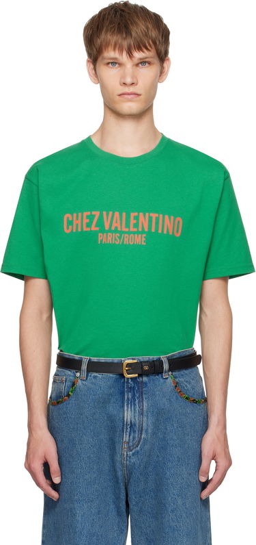 T-shirt Valentino Valentino 'Chez Valentino' Print T-Shirt Grön | 7V3MG16PAPG, 0