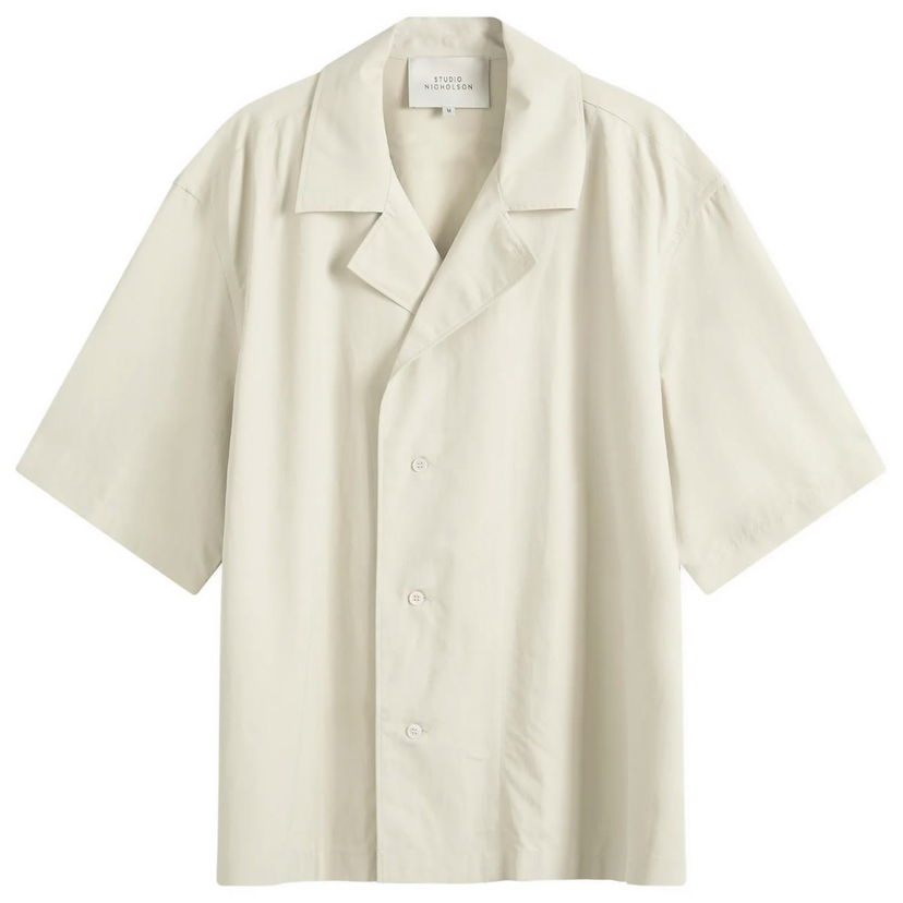 Skjorta Studio Nicholson Studio Nicholson Boxy Vacation Shirt, Size Large Beige | LOCASNM-1189-DDKS