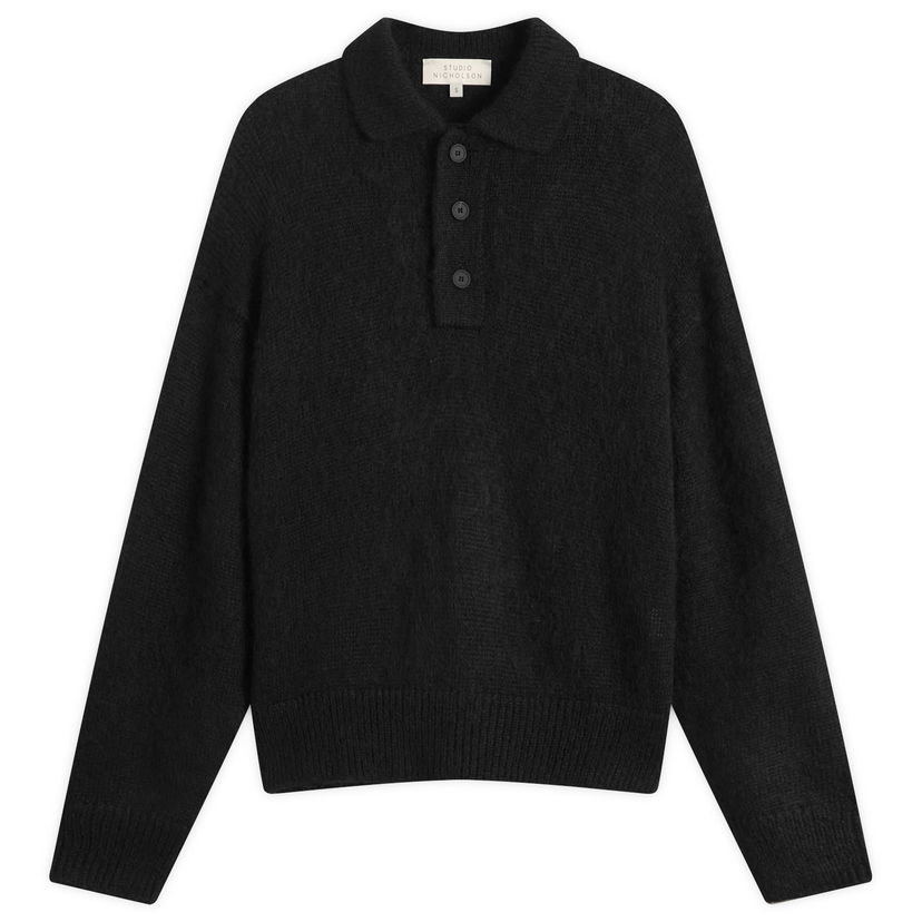 Sweater Studio Nicholson Studio Nicholson Dune Polo Sweater Svart | DUNESN-1493-BLK