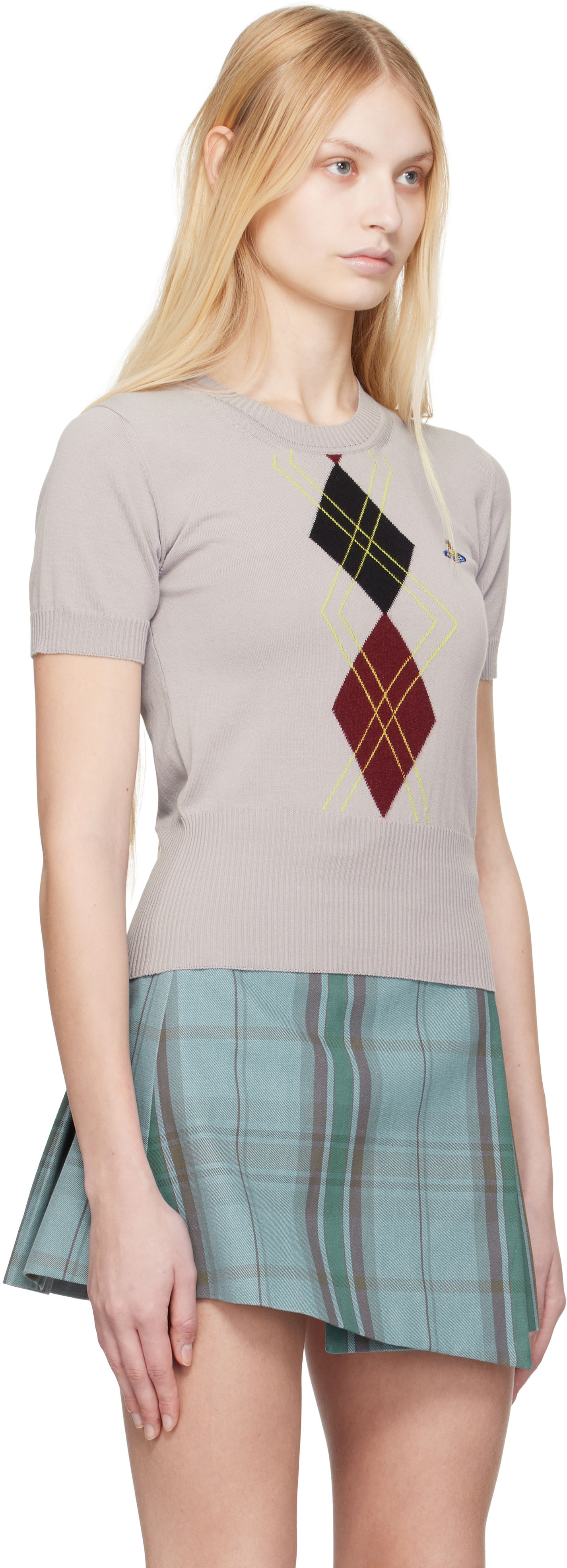 Sweater Vivienne Westwood Vivienne Westwood Argyle Knitted Top Grå | 1803005S-Y003D-, 1