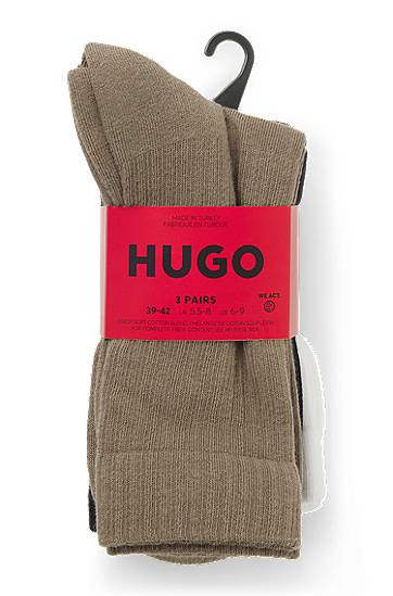 Strumpor BOSS Three-pack of short ribbed socks with embroidered detailing Flerfärgad | 50546351, 1