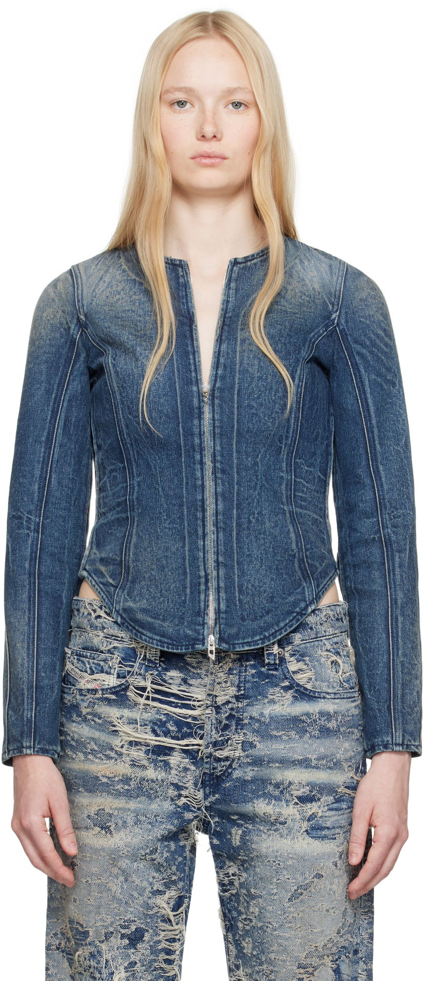 Jacka Diesel Diesel De-Gray-Fsg Zip-Up Denim Jacket Blå | A17926 007BG