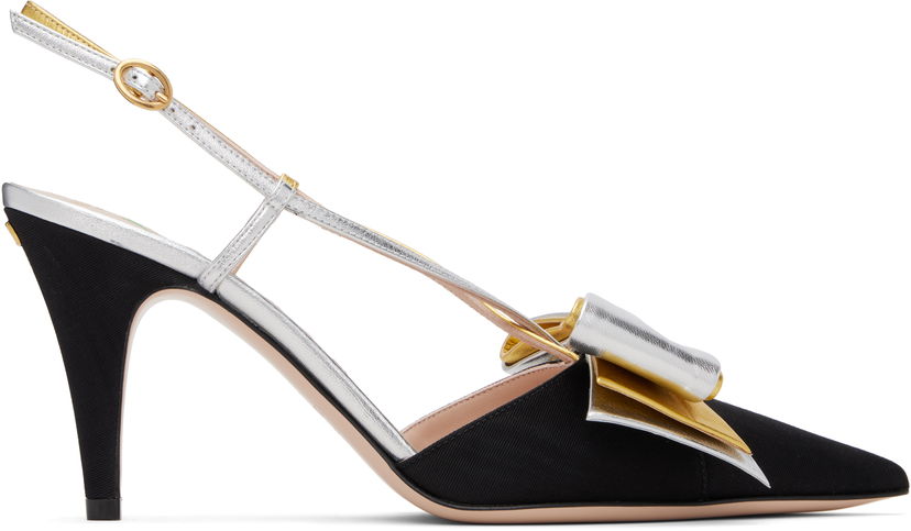 Skovård Valentino Valentino Garavani Bowow Slingback Heels Svart | 7W2S0MX4QLJ