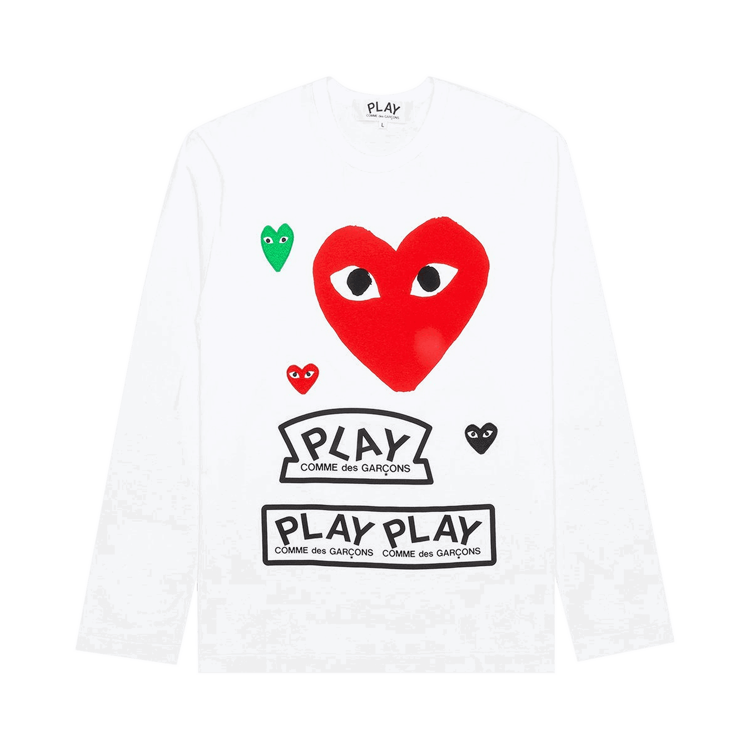 T-shirt Comme des Garçons PLAY Multi Logo Long-Sleeve T-Shirt Vit | AZ T284 051 1, 0