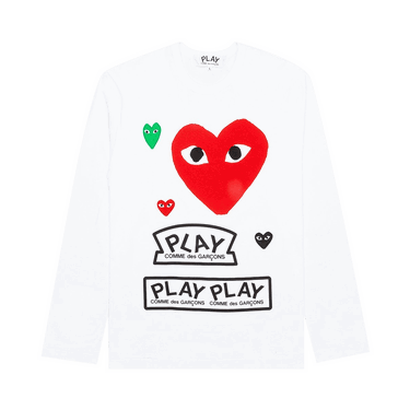 T-shirt Comme des Garçons PLAY Multi Logo Long-Sleeve T-Shirt Vit | AZ T284 051 1, 0