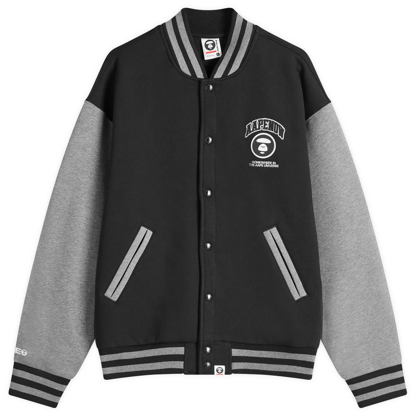 Bomberjacka AAPE by A Bathing Ape AAPE Now Fleece Baseball Jacket Svart | AAPSWMB328XXNBKX