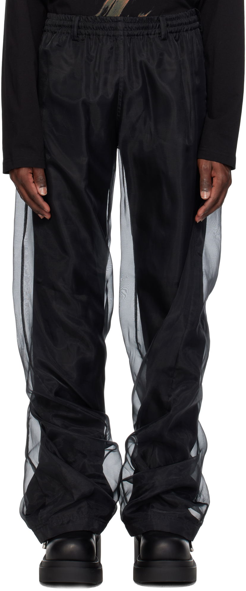 Byxor We11done We11done Layered Trousers Svart | WD-PT0-25-268-U-BK