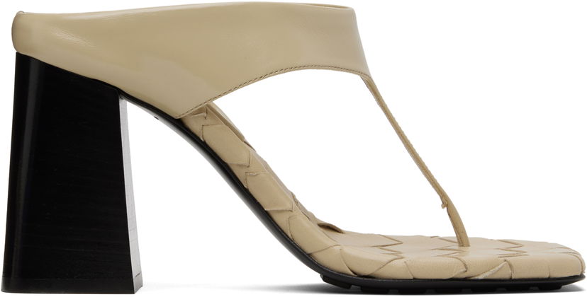 Skovård Bottega Veneta Bottega Veneta Marella Thong Heeled Sandals Beige | 817500 V3H90