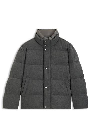 Pufferjacka BOSS Flannel jacket with down filling Grå | 50540465