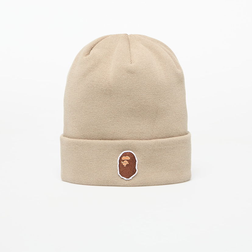 Mössa BAPE A BATHING APE One Point Ape Head Knit Cap Beige | 001HTL301006MBEI