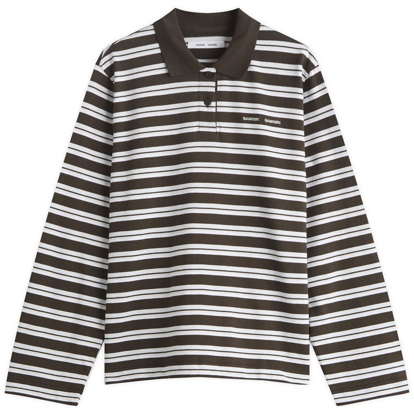 Polotröja Samsoe Samsoe Samsøe Samsøe Women's Sadover Long Sleeve Striped Polo Brun | F25300039-CLR002277