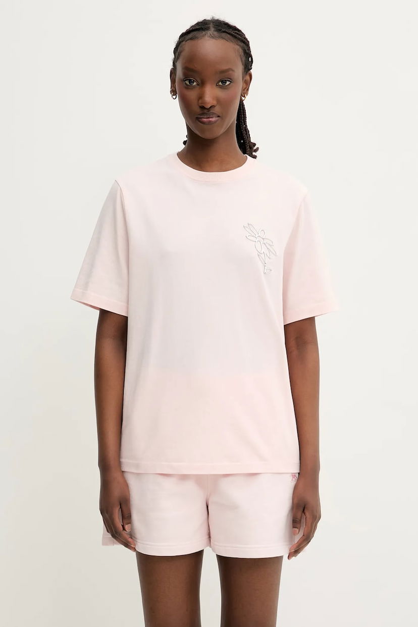 T-shirt MAISON KITSUNÉ Maison Kitsuné Metallic Daisy Comfort T-Shirt Rosa | OW00121KJ0119