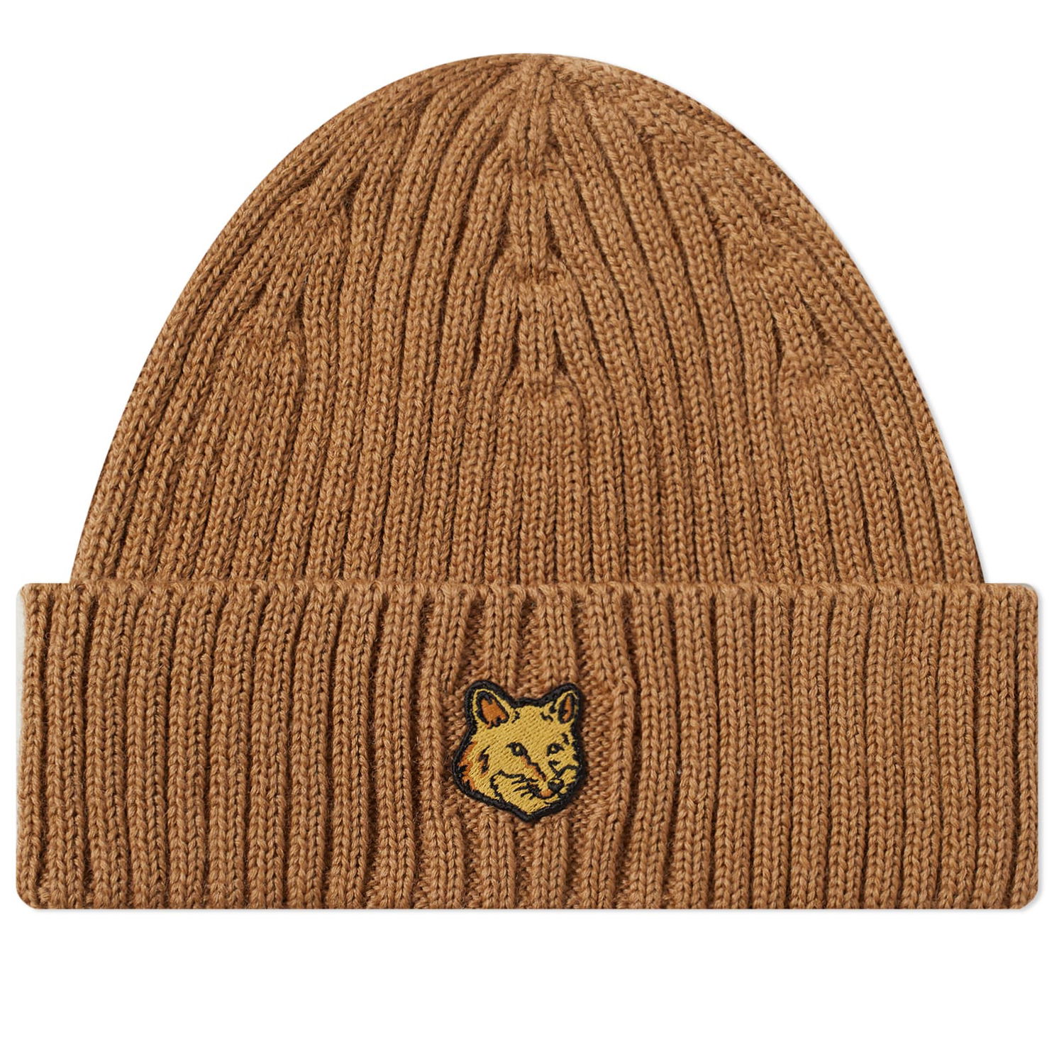 Mössa MAISON KITSUNÉ Fox Head Patch Ribbed Beanie Beige | LM06111KT1022-P236, 0