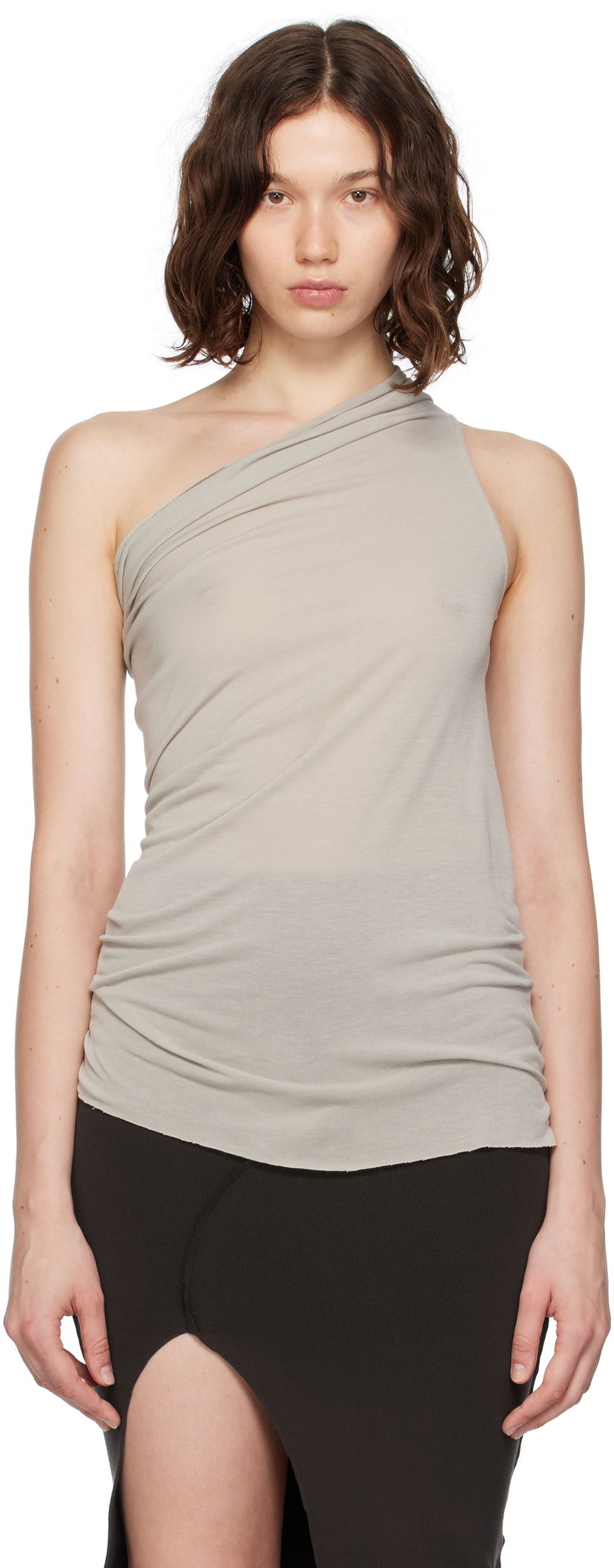 Linne Rick Owens Rick Owens Athena One-Shoulder Tank Top Beige | RP02E4138 JS