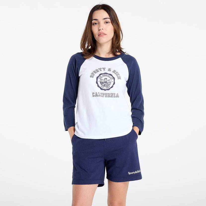 T-shirt Sporty & Rich California Emblem Soft Baseball Tee White/ Dark Navy Vit | TO090625508WH50