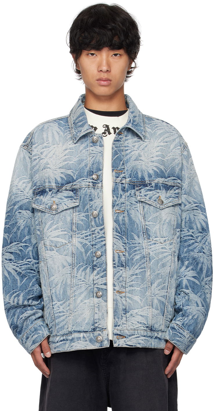 Jacka Palm Angels Blue Palms Wash Denim Jacket Blå | PMYE053F24DEN0024903