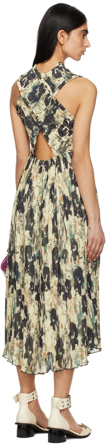 Klä GANNI GANNI Printed Smocked Pleated Midi Dress Beige | W0209, 2