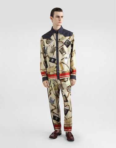Skjorta Dolce & Gabbana Dolce & Gabbana Silk & Denim Lighter Print Shirt Beige | G5MO3DG8MD8S9001, 1