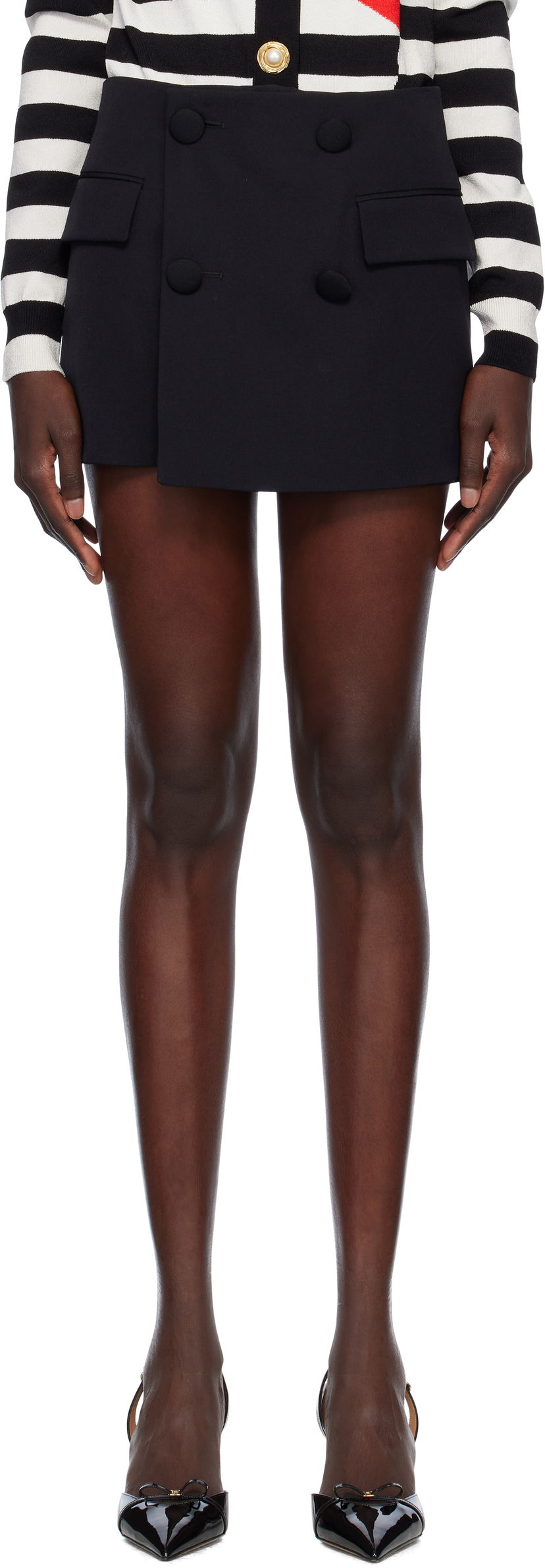 Kjol Balmain Balmain Buttoned Four Pocket Skort Svart | EF0PA430WC09
