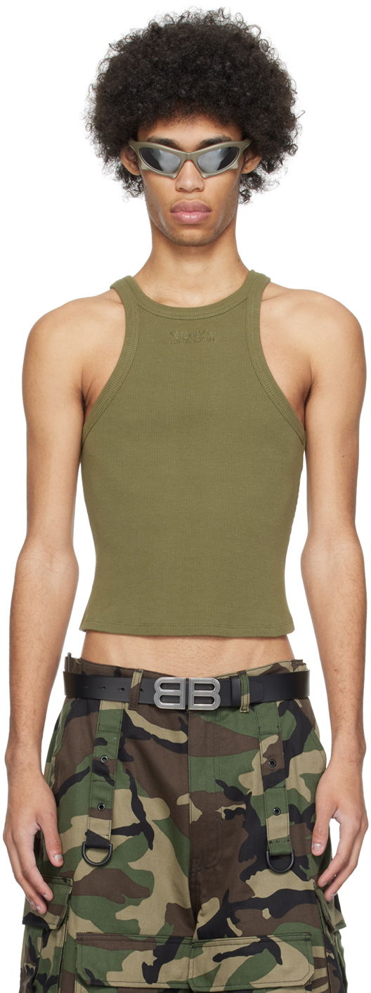 Linne VETEMENTS Embroidered Tank Top Grön | UE64TO140Z